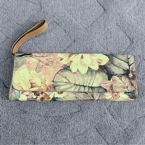 Maurizio Taiuti Floral Genuine Leather Made In Italy Hand Clutch Wristlet